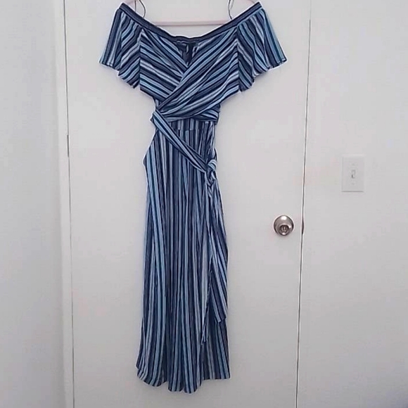 Lush Pants - Lush Blue striped romper jumpsuit